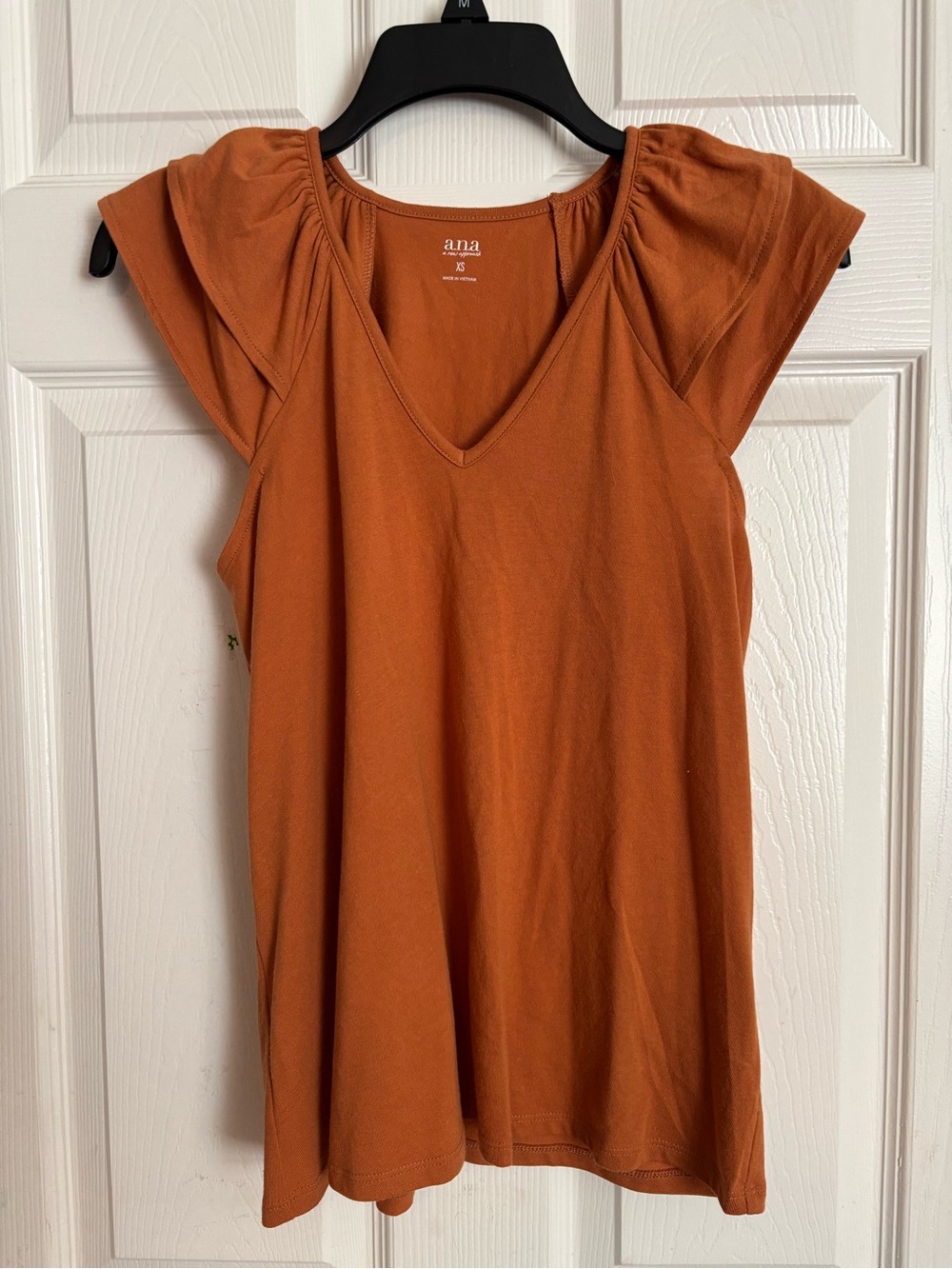 a.n.a Rust Orange V-Neck Tank with Flutter Sleeves